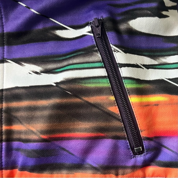 Volcom Slash Stripe Full Zip Fleece Lined Sherpa Men’s S Purple Black Hood Y2K - Picture 3 of 9